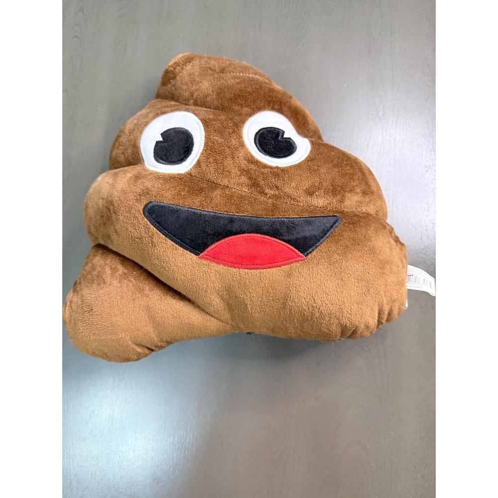 Smiling Poop Emoji Plush Pillow Brown Decorative Novelty Cushion Kids Room Humor